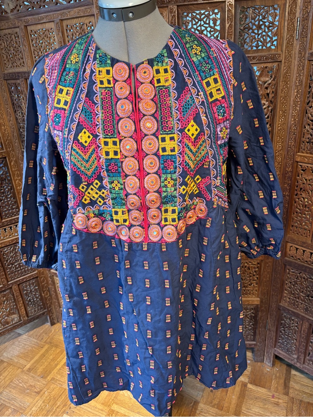 Bohemian Embroidered Navy Women’s Tunic